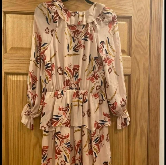 Joie  Floral Long Sleeve Ruffled Mini A-Line Dress - Picture 8 of 16